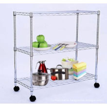 DIY Modern Chrome Metal Wire Home Storage Cart (TR753590B3CW)